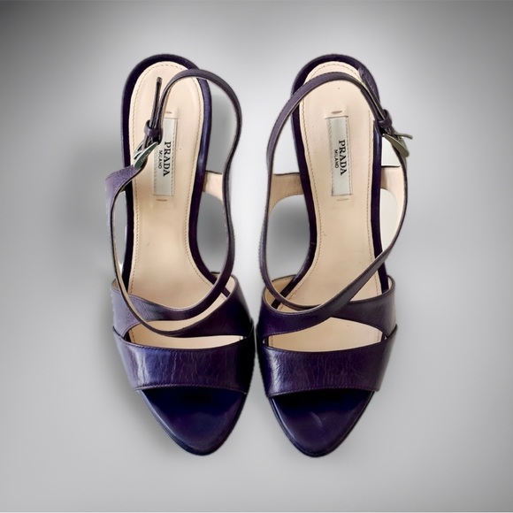 Prada Leather Cutout Accent Slingback Heels Size 7.5 👠 - Picture 11 of 12
